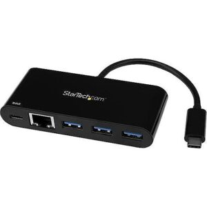 Startech USB-C ADAPTER TO ETHERNET W/3PORT USB 3.0 HUB + PS US1GC303APD 0065030869973