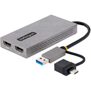 Startech USB TO DUAL HDMI ADAPTER USB-A OR C 1X 4K 30HZ 1X 1080P 107B-USB-HDMI 0065030894012