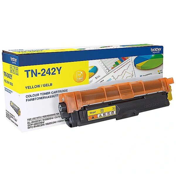 Brother TN-242 YELLOW TONER FOR DCL 1.400P F/ HL-3152CDW -3172CDW TN242Y 04977766745635