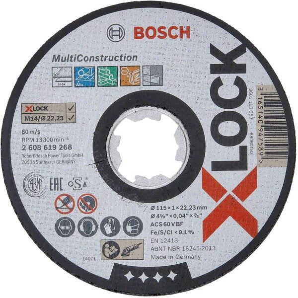 Bosch Bosch cutting disc X-LOCK Rapido Multi Material 115mm straight (115 x 1 x 22.23mm) 2608619268 3165140947589