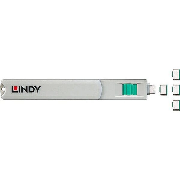 Lindy USB-C port lock green 40426 4002888404266