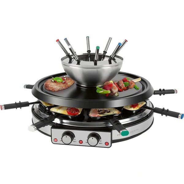 Profi Cook 2in1 Raclette Grill & Fondue Set PC RG/FD 1245 (black/silver) 501245 4006160012453