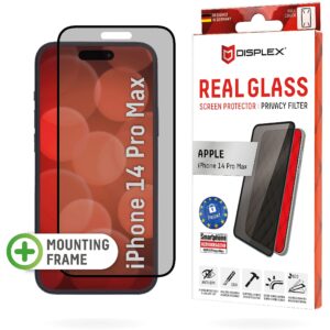 Displex Privacy Full Cover Panzerglas (10H) iPhone 14 Pro Max Eco-Montagerahmen