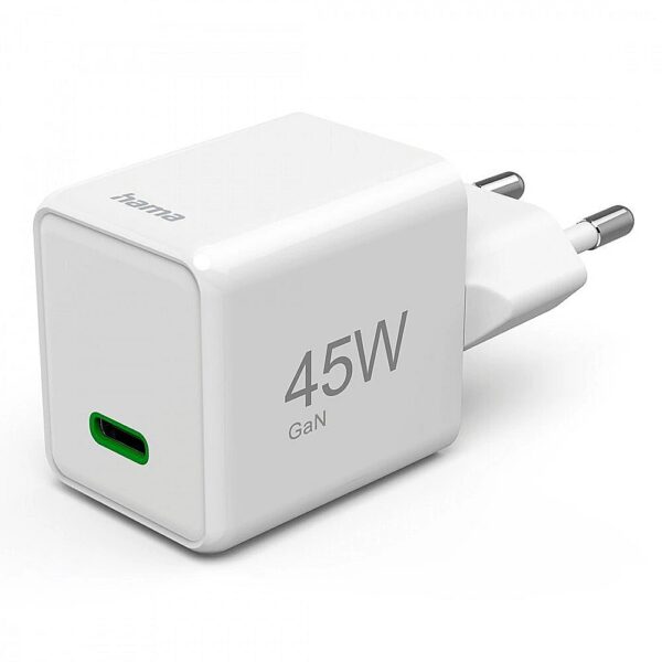 Hama ładowarka sieciowa supermini 45W GaN PD/QC 1x USB-C biała 201983 4047443522528