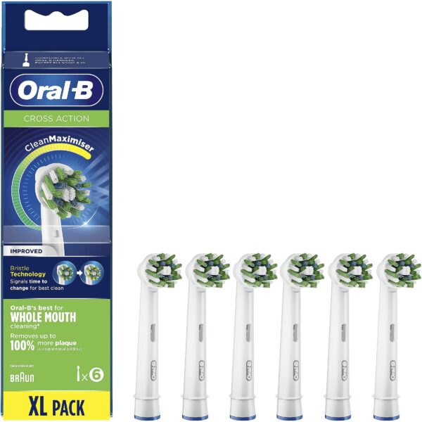 Oral-B CrossAction Replaceable Toothbrush Heads | EB50RB-6 | Heads | For adults | Number of brush heads included 6 | White EB50RB-6 4210201321477