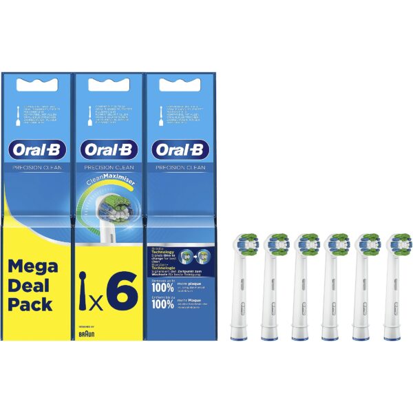 Oral-B Precision Clean Replaceable Toothbrush Heads | Heads | For adults | Number of brush heads included 6 | White Precision Clean brushes 6 4210201325253