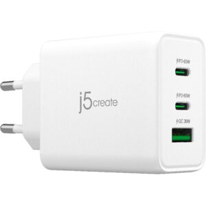 J5create 65W GAN USB-C 3-PORT CHARGER EU WHITE JUP3365E-EN 4712795086966