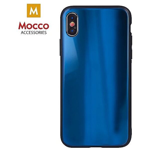 Mocco Aurora Glass Silicone Back Case for Apple iPhone XS Max Blue MC-TR-AUR-IPHXSM-BL 4752168063927