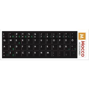 Mocco Keyboard Sticks ENG / EE With Laminated Waterproof Level Black / Green MC-KS-EE-ENG-G 4752168069165