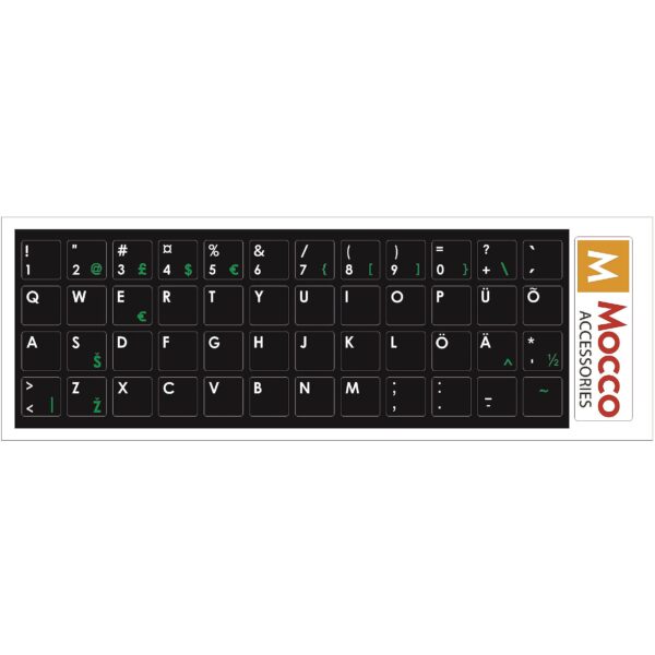 Mocco Keyboard Sticks ENG / EE With Laminated Waterproof Level Black / Green MC-KS-EE-ENG-G 4752168069165