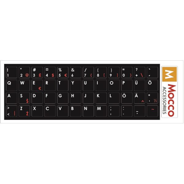 Mocco Keyboard Sticks ENG / EE With Laminated Waterproof Level Black / Red MC-KS-EE-ENG-R 4752168069424