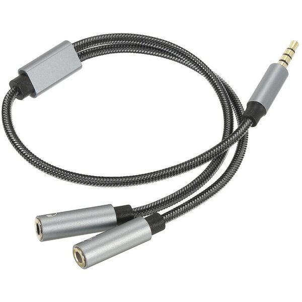 RoGer SP35Y Audio adapter / Splitter 2x 3.5mm stereo + microphone / 4 pin RO-SP35Y-GR 4752168125687