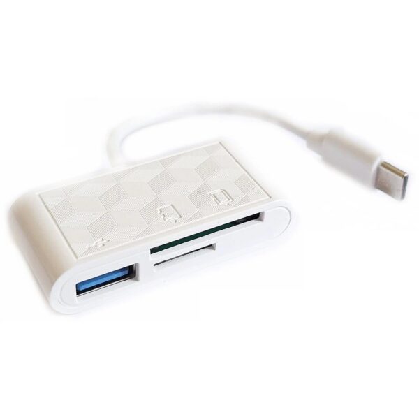 RoGer USB-C Hub 3in1 USB 2.0 / Card reader SD/TF / white RO-HUB3IN1-USB/TF-WH 4752168134504