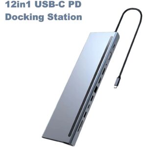 RoGer MST Docking Station 12in1 PD Docking Station for Laptop USB-C to HDMI / DisplayPort / VGA / USB-C PD / 3x USB / Audio / LAN / SD / TF RO-DOCK12IN1PD 4752168140802