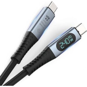 RoGer PD24VB USB-C 4.0 Cable with voltmeter PD240W / 40Gbps / 8K60Hz / 1m RO-PD240V-BK 4752168140888