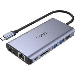 Unitek uHUB O8+ 8-in-1 USB-C Ethernet Hub with Dual Monitor