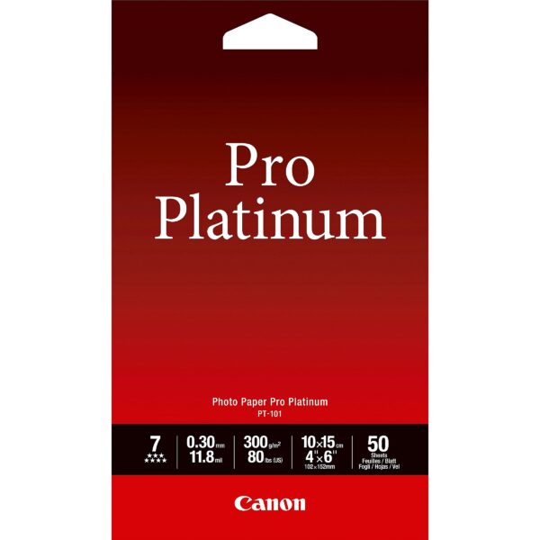 Canon PHOTO PAPER PRO PLATINUM PT-101 4X6 50 2768B014 4960999575261