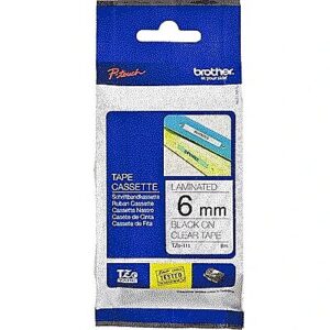 Brother Tape Brother 6mm BLACK  ON CLEAR TZE111 4977766684750