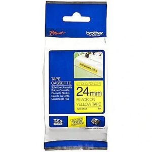 Brother 24mm BLACK ON YELLOW ADHESIVE TAPE TZES651 4977766692700