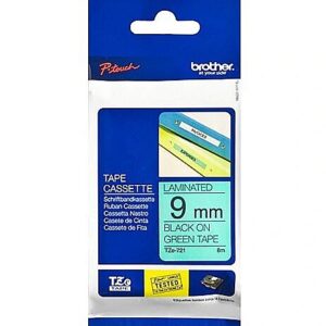 Brother Tape Brother 9mm BLACK ON GREEN TZe721 4977766693059