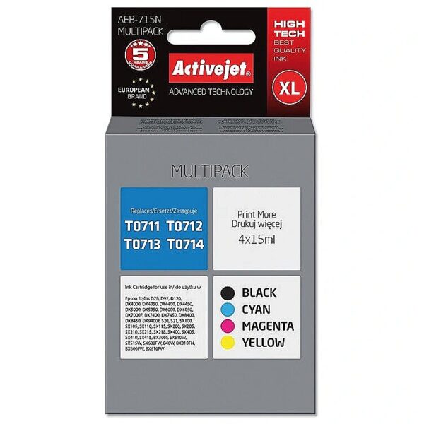 ActiveJet AEB-715N Ink (replacement for Epson T0715; Supreme; 4 x 15 ml; black