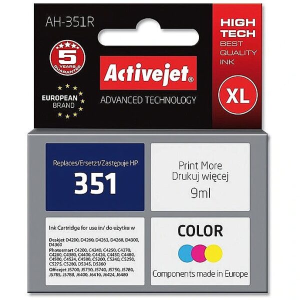 ActiveJet AH-351R ink (replacement for HP 351 CB337EE; Premium; 9 ml; color) AH-351R 5901443015031