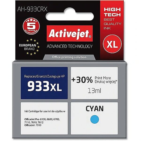 ActiveJet AH-933CRX ink (replacement for HP 933XL CN054AE; Premium; 13 ml; cyan) AH-933CRX 5901443015499