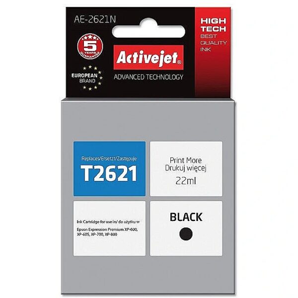 ActiveJet AE-2621N Ink cartridge (replacement for Epson 26 T2621; Supreme; 22 ml; black) AE-2621N 5901443017516