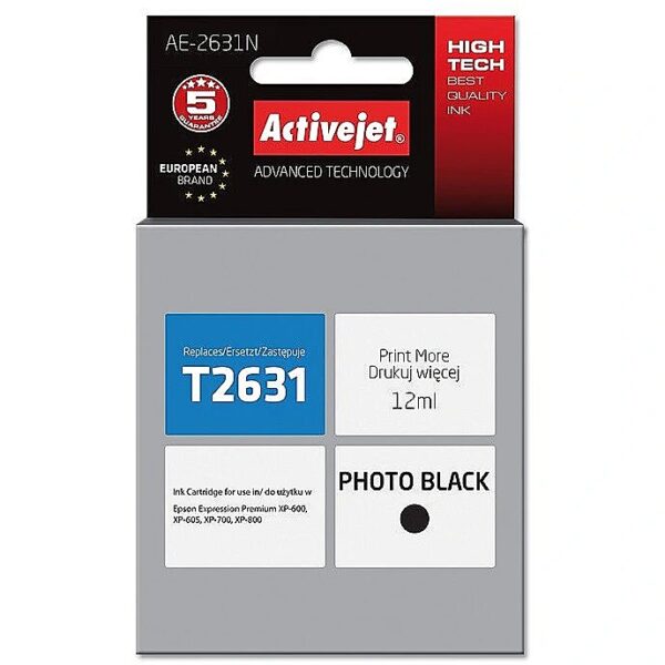 ActiveJet AE-2631N Ink (replacement for Epson 26 T2631; Supreme; 12 ml; black) AE-2631N 5901443017523