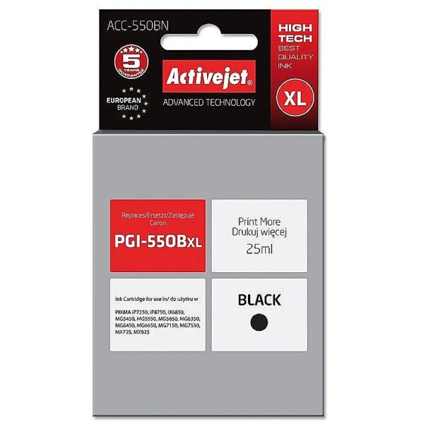 ActiveJet ACC-550BN Ink cartridge (replacement for Canon PGI-550BK; Supreme; 25 ml; black) ACC-550BN 5901443017608