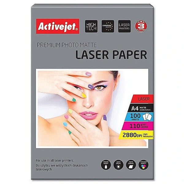 ActiveJet AP4-110M100L matte photo paper for laser printers; A4; 100 pcs AP4-110M100L 5901443100027