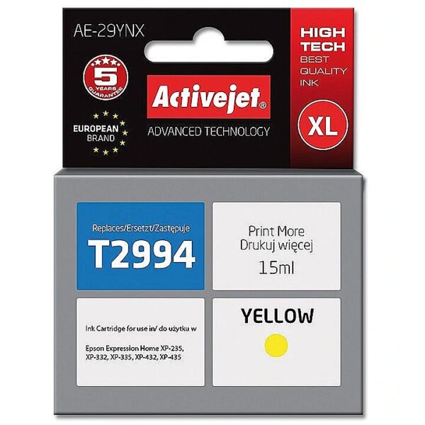 ActiveJet AE-29YNX Ink cartridge (replacement for Epson 29XL T2994; Supreme; 15 ml; yellow) AE-29YNX 5901443106708