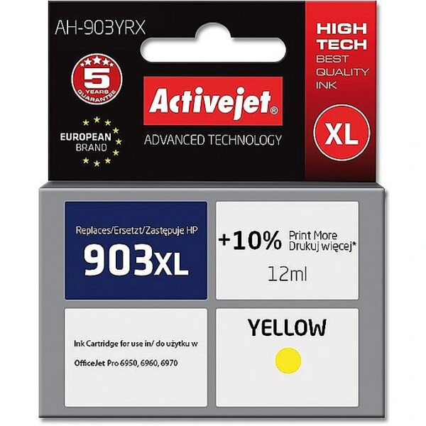 ActiveJet AH-903YRX ink (replacement for HP 903XL T6M11AE; Premium; 12 ml; yellow) AH-903YRX 5901443107545