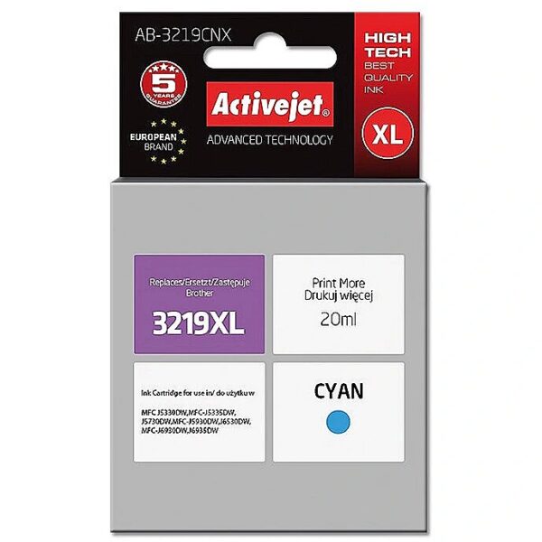 ActiveJet AB-3219CNX Ink cartridge (replacement for Brother LC3219C XL; Supreme; 20 ml; cyan) AB-3219CNX 5901443108597