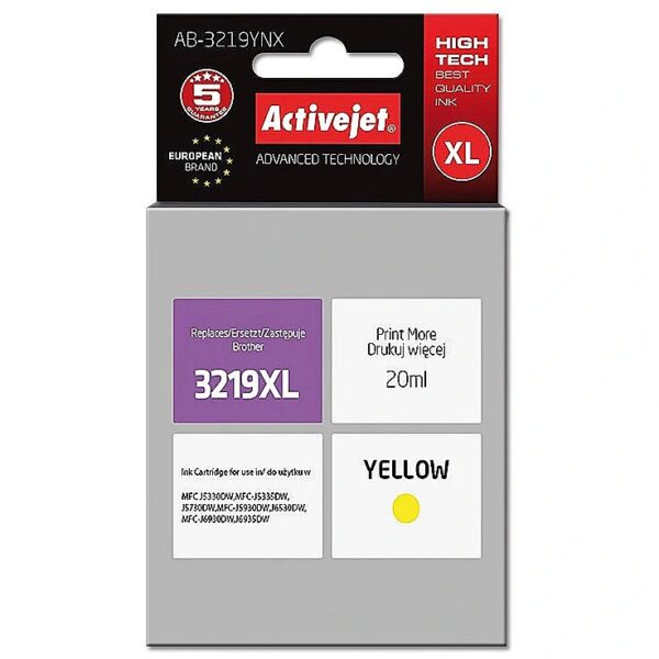 ActiveJet AB-3219YNX Ink Cartridge (replacement for Brother LC3219Y XL ; Supreme; 20 ml; yellow) AB-3219YNX 5901443108610