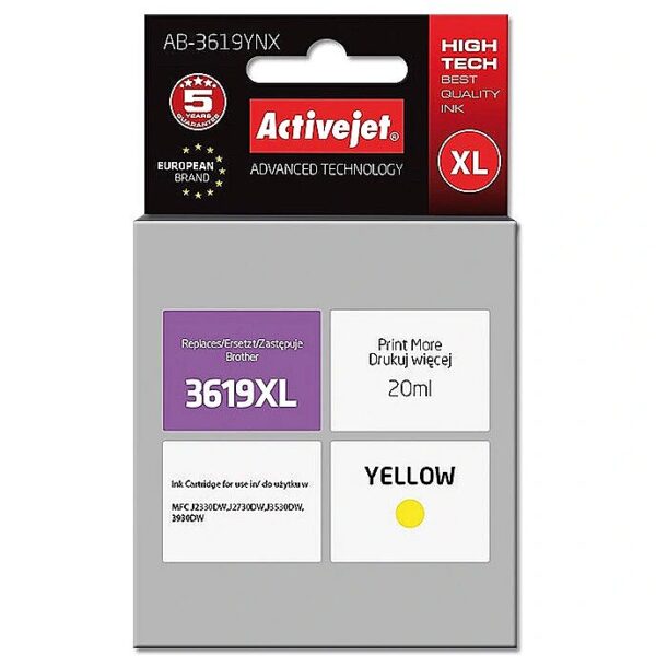 ActiveJet AB-3619YNX Ink cartridge (replacement for Brother LC3619Y XL; Supreme; 20 ml; yellow) AB-3619YNX 5901443108658