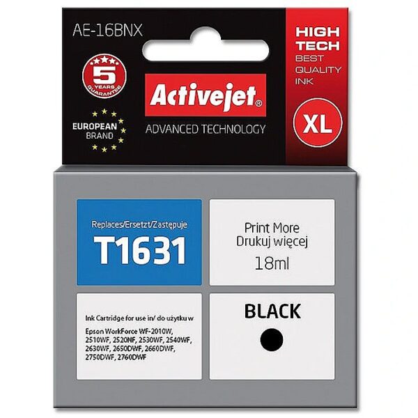 ActiveJet AE-16BNX Ink cartridge (replacement for Epson 16XL T1631; Supreme; 18 ml; black) AE-16BNX 5901443108870