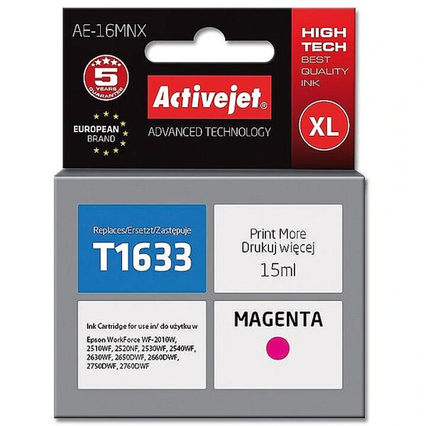 ActiveJet AE-16MNX Ink cartridge (replacement for Epson 16XL T1633; Supreme; 15 ml; magenta) AE-16MNX 5901443108894