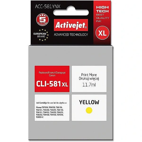 ActiveJet ACC-581YNX ink (replacement for Canon CLI-581XLY; Supreme; 11