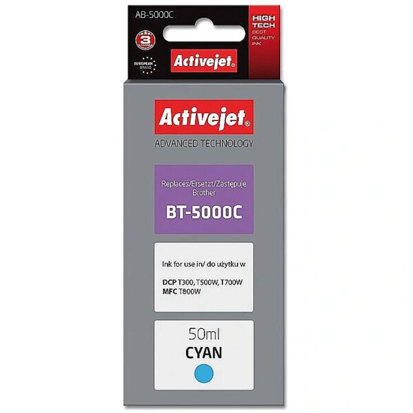 ActiveJet AB-5000C Ink Bottle (Replacement for Brother BT-5000C; Supreme; 50 ml; cyan) AB-5000C 5901443110620