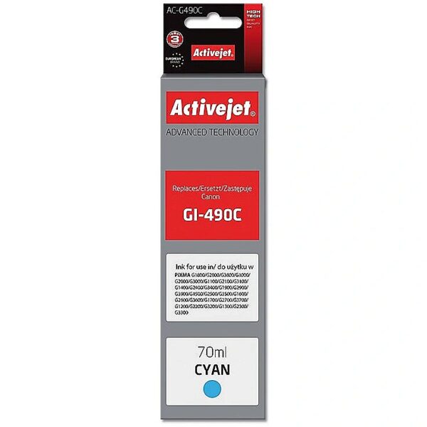 ActiveJet AC-G490C (zamiennik Canon GI-490C; Supreme; 70 ml; niebieski) AC-G490C 5901443110705