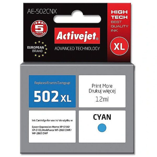 ActiveJet AE-502CNX ink (replacement for Epson 502XL W24010; Supreme; 12 ml; cyan) AE-502CNX 5901443111429