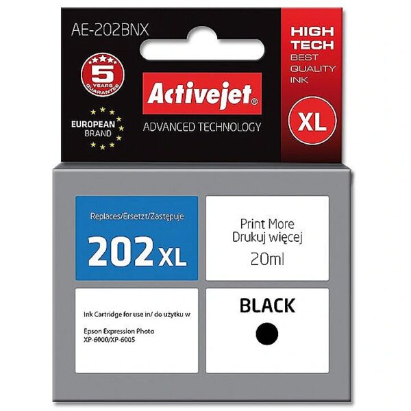 ActiveJet AE-202BNX ink (replacement for Epson 202XL G14010; Supreme; 20 ml; black) AE-202BNX 5901443111719