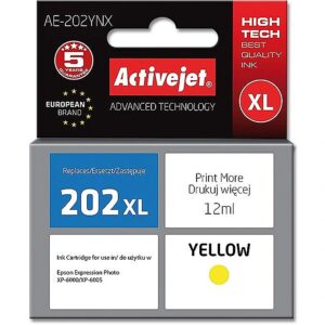 ActiveJet AE-202YNX ink (replacement for Epson 202XL H44010; Supreme; 12 ml; yellow) AE-202YNX 5901443111740