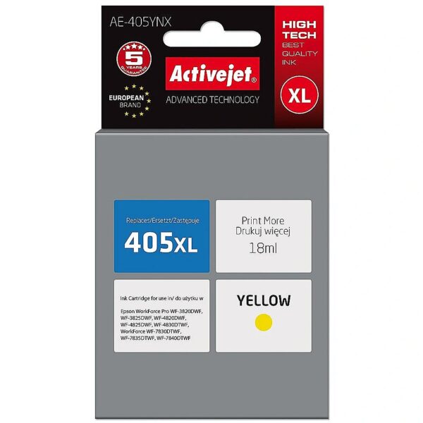 ActiveJet AE-405YNX ink (replacement for Epson 405XL C13T05H44010; Supreme; 18ml; yellow) AE-405YNX 5901443115762