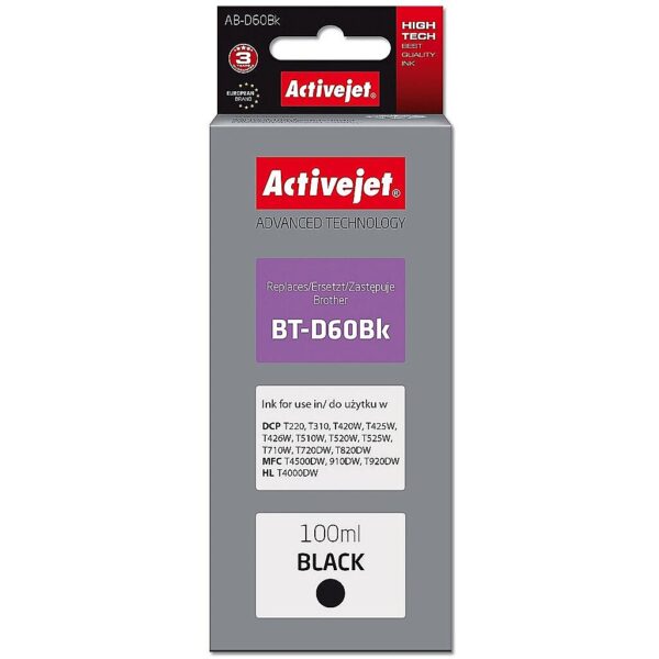 ActiveJet AB-D60Bk Ink Bottle (Replacement for Brother BT-D60Bk; Supreme; 100 ml; black) Brother BT-D60Bk 5901443121756