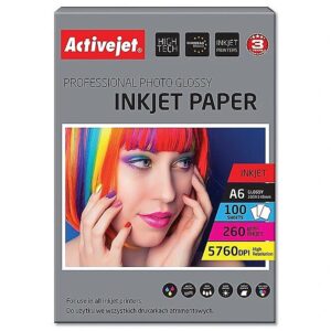 ActiveJet AP6-260GR100 photo paper for ink printers; A6; 100 pcs