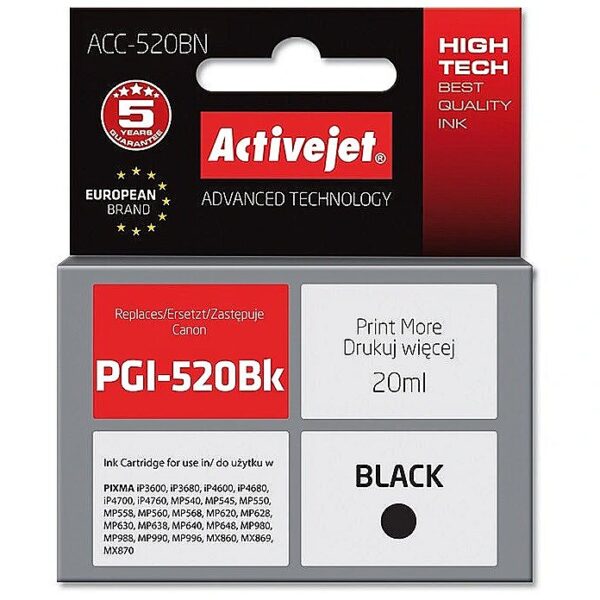 ActiveJet ACC-520BN Ink cartridge (replacement for Canon PGI-520BK; Supreme; 20 ml; black) ACC-520BN 5901452126032