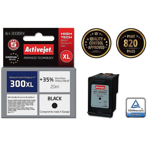 ActiveJet Ink Cartridge AH-300BRX (HP 300XL CC641EE compatible; Premium; 20 ml; black) AH-300BRX 5901452128111