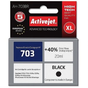 ActiveJet AH-703BR Ink (replacement for HP 703 CD887AE; Premium; 20 ml; black) AH-703BR 5901452128227